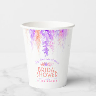 Gobelets En Papier Pomme de douche nuptiale violet fleurs de vigne