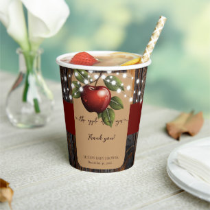 Gobelets En Papier Pomme de notre oeil Baby shower d'automne rustique