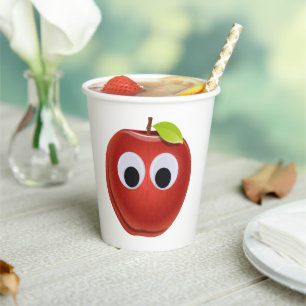 Gobelets En Papier Pomme, fruit rouge aux yeux de dieu - Personnalisé