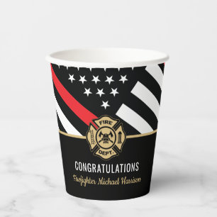 Gobelets En Papier Pompier Fire Academy Red Line Drapeau Graduation