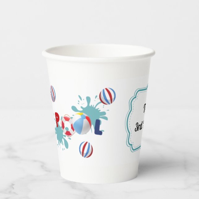 Gobelets En Papier Pool Beach Ball Party Coupes personnalisées en pap (Recto)