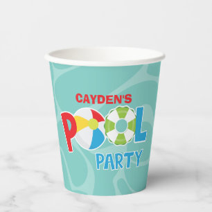 Gobelets En Papier Pool Party Boy rouge bleu Coupes de papier d'anniv