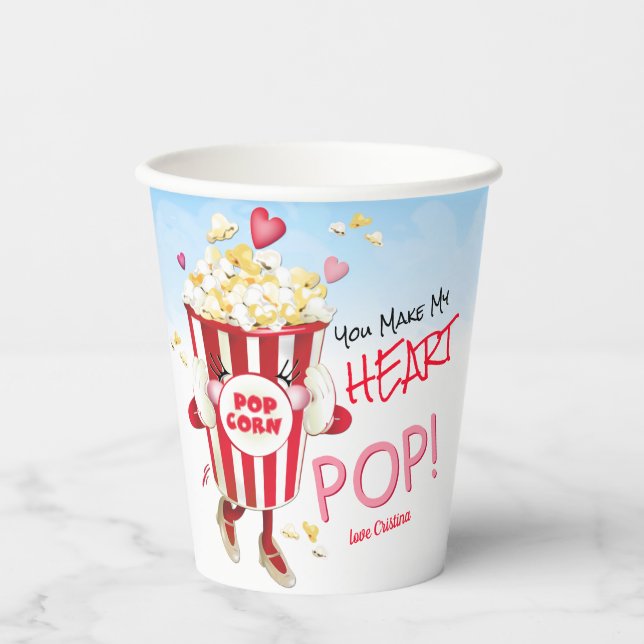 Gobelets En Papier Popcorn Love Funny (Recto)