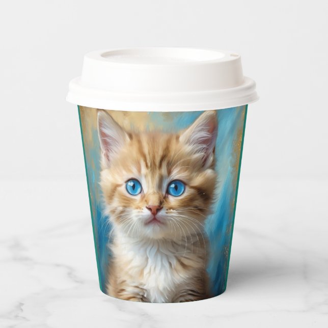 Gobelets En Papier Portrait de chat adorable (Recto)