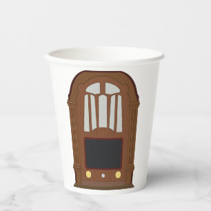 Gobelets En Papier Poste Radio à Lampes Vintage en Bois Antique Stéré