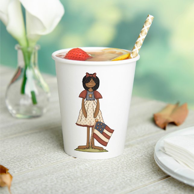 Gobelets En Papier Poupée de cerf patriotique fille Americana Folk (Créateur téléchargé)