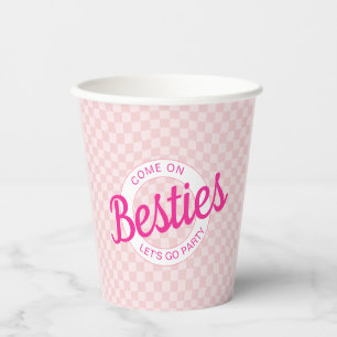 Gobelets En Papier Poupée rose rétro Laissons Aller Fête Anniversaire