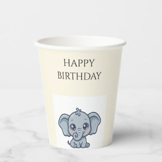 Gobelets en papier pour anniversaire de bébé éléph