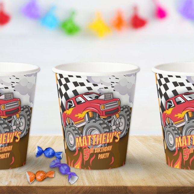 Gobelets en papier pour anniversaire de camion mon (Créateur téléchargé)
