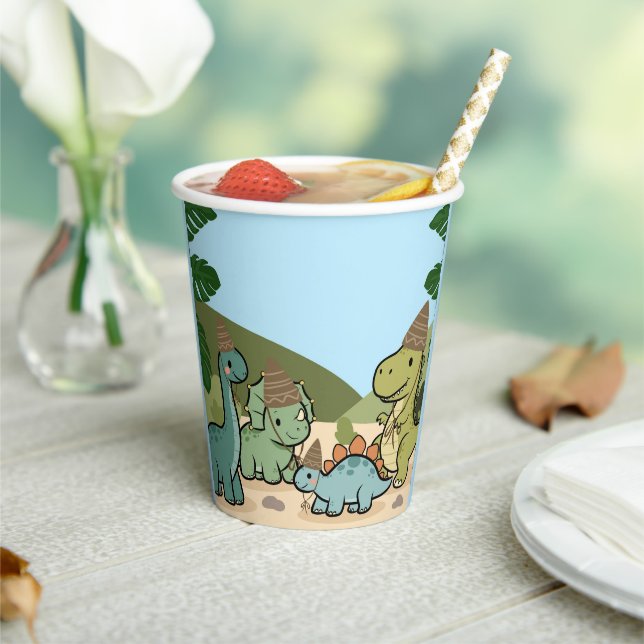 Gobelets en papier pour anniversaire de dinosaure  (Insitu)