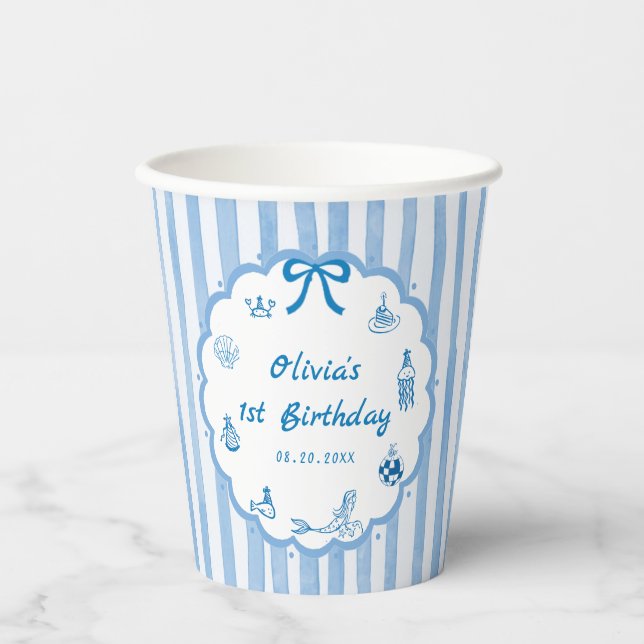 Gobelets en papier pour anniversaire d'été à rayur (Recto)