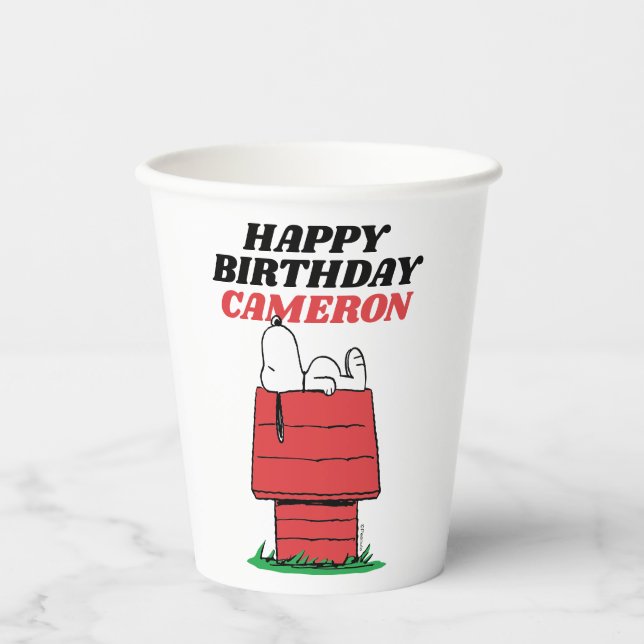 Gobelets en papier pour anniversaire Peanuts Snoop (Recto)