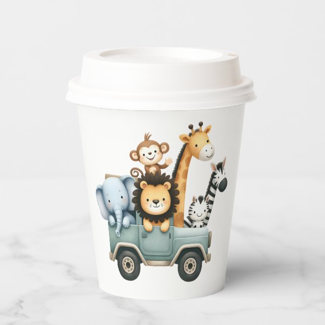 Gobelets en papier pour anniversaire Safari Jungle (Recto)