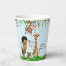 Gobelets en papier pour Baby Shower Afro Boy Safar