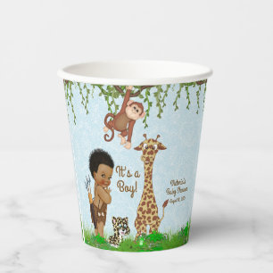Gobelets en papier pour Baby Shower Afro Boy Safar