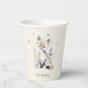 Gobelets en papier pour Baby Shower Woodland Fox