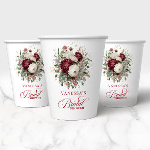 Gobelets en papier pour douche de mariée à fleurs