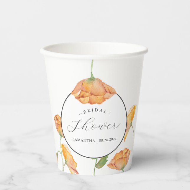Gobelets en papier pour douche de mariée Fleurs de (Recto)