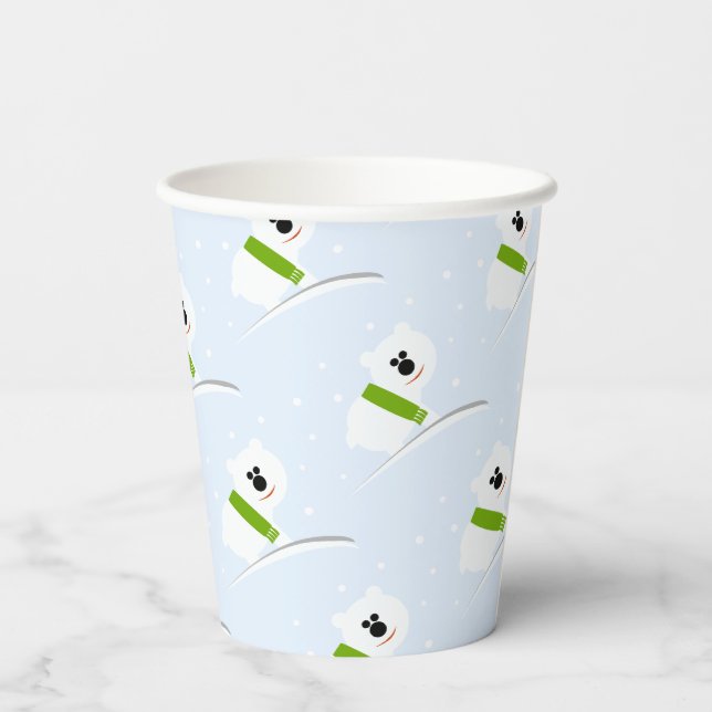 Gobelets en papier pour fête de Noël de bébé ours  (Verso)