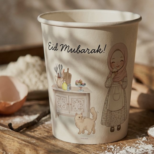 Gobelets en papier pour fête Eid Mubarak Musulman (Créateur téléchargé)