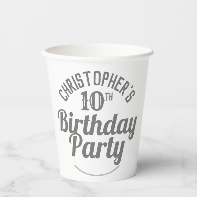 Gobelets en papier pour la célébration d'un 10e an (Recto)