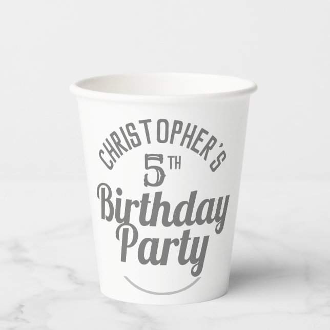 Gobelets en papier pour la célébration d'un 5ème a (Recto)