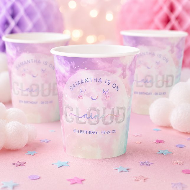 Gobelets en papier pour le 9e anniversaire de Clou (Birthday Party Paper Cups)