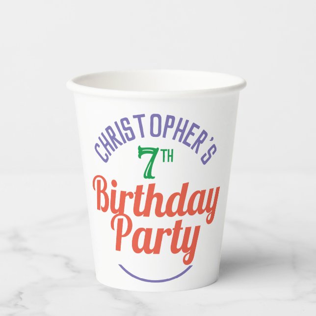 Gobelets en papier pour les 7 ans d'un enfant (Recto)