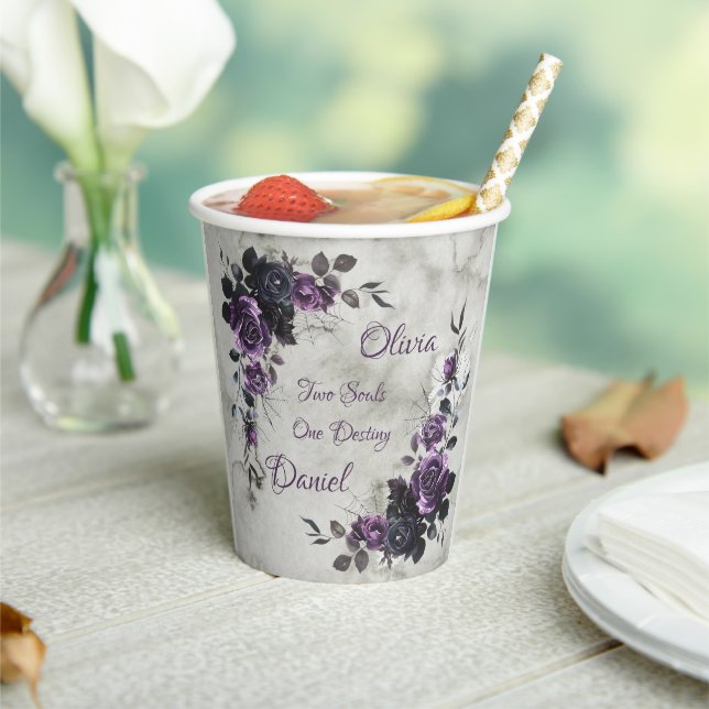 Gobelets en papier pour mariage gothique Fleurs So (Insitu)
