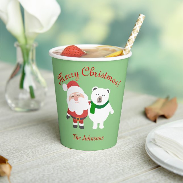 Gobelets en papier pour Noël avec Santa et ours (Insitu)