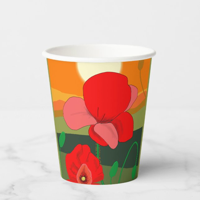 Gobelets En Papier pré au coucher du soleil (Recto)