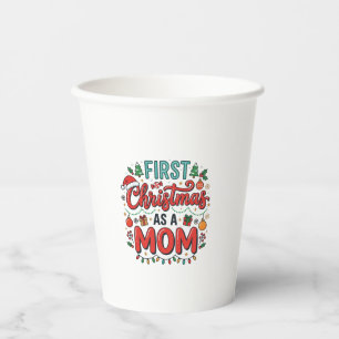 Gobelets En Papier Premier Noël en tant que maman, conception de vaca