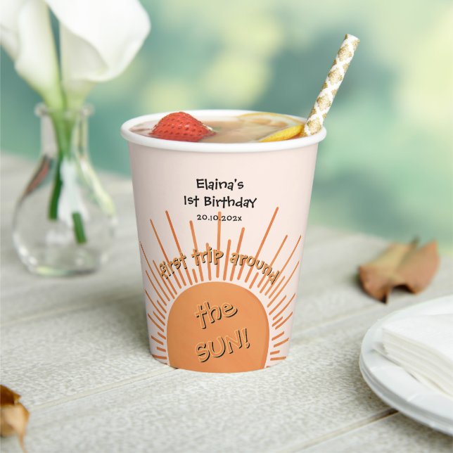 Gobelets En Papier Premier Voyage Autour Du Soleil 1Er Anniversaire (Insitu)