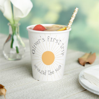 Gobelets En Papier Premier voyage autour du soleil Anniversaire boho