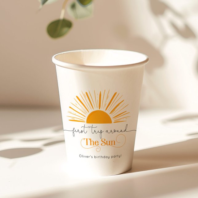 Gobelets En Papier Premier voyage autour du soleil anniversaire minim (Créateur téléchargé)