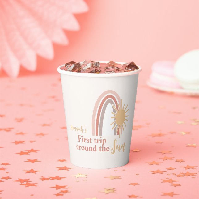 Gobelets En Papier Premier Voyage Autour Du Sun Boho Rainbow (Insitu)