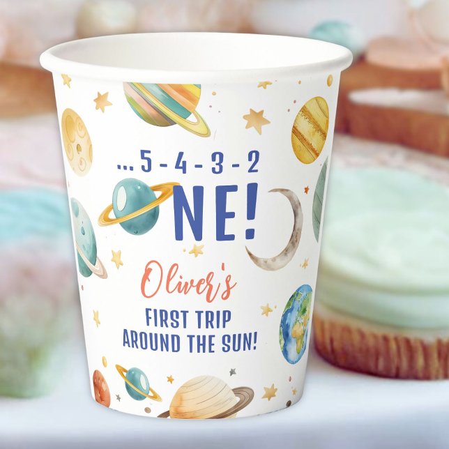 Gobelets En Papier Premier voyage autour du Sun Space Boy 1er anniver (Créateur téléchargé)
