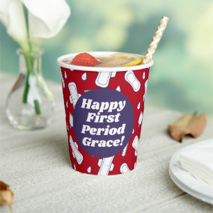 Gobelets En Papier Première période Parti Rouge Cute Tampon Nom de la