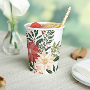 Gobelets En Papier Premium Festive Poinsettia Noël