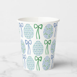 Gobelets En Papier Préppy Bleu et Vert Vaches et Oeufs de Pâques