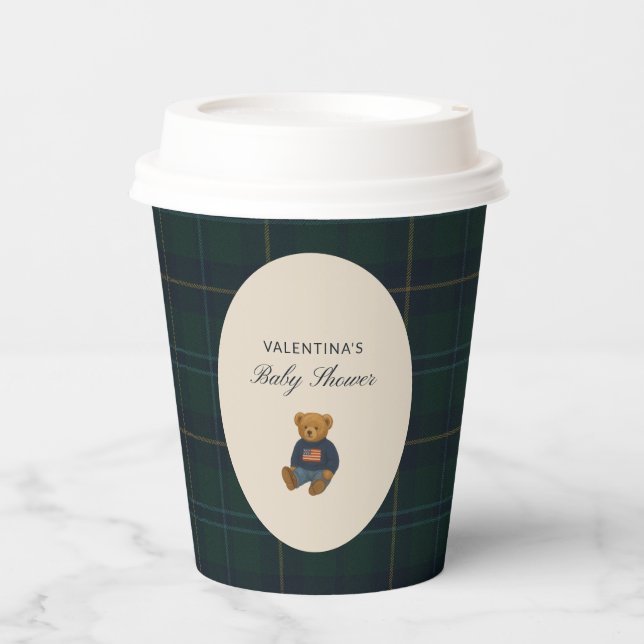 Gobelets En Papier Preppy Teddy Polo Bear Baby Shower Paper Cups (Recto)