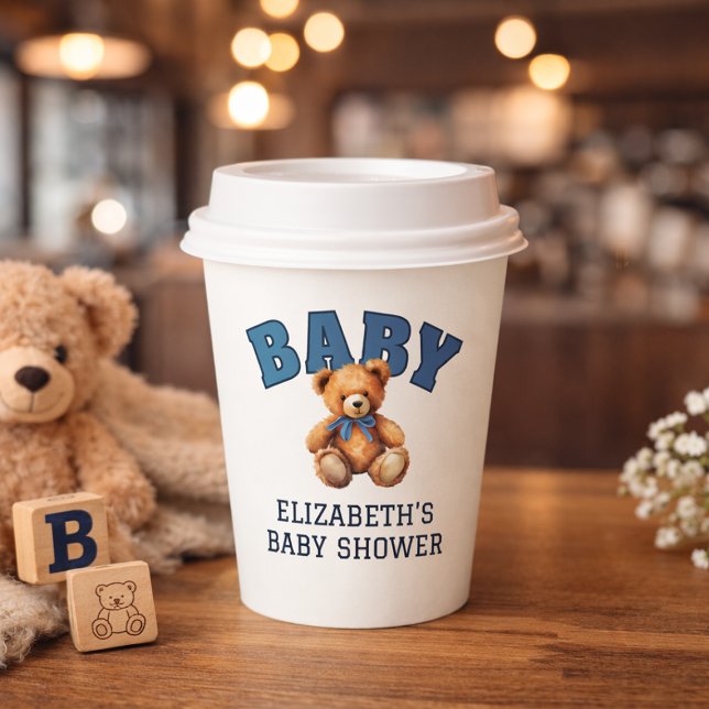 Gobelets En Papier Preppy Varsity Teddy Bear Baby Shower (Preppy Varsity Teddy Bear Baby Shower Paper Cups)