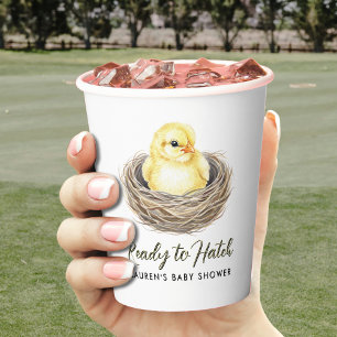 Gobelets En Papier Prêt À Atteindre Le Baby shower Chick De Ressort J