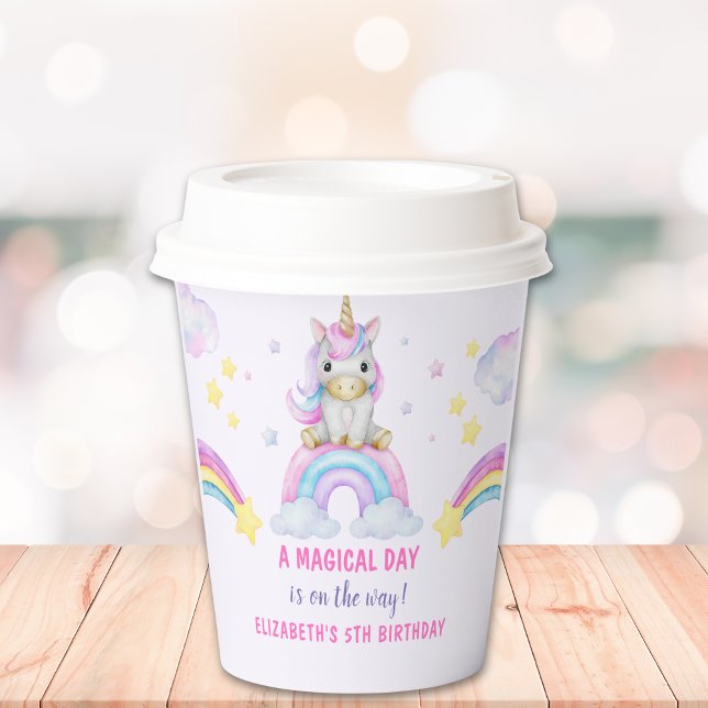 Gobelets En Papier Pretty Unicorn Birthday Girl (Créateur téléchargé)