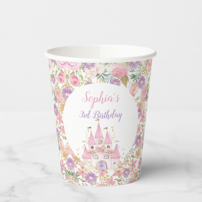 Gobelets En Papier Princess Floral Castle (Gauche)