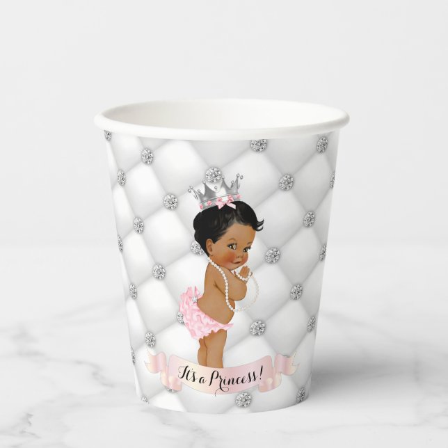 Gobelets En Papier Princesse Royale Diamants Blush Rose Argent (Recto)