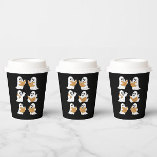 Gobelets En Papier Professeur Halloween Fantôme Lisant Des Livres Bib