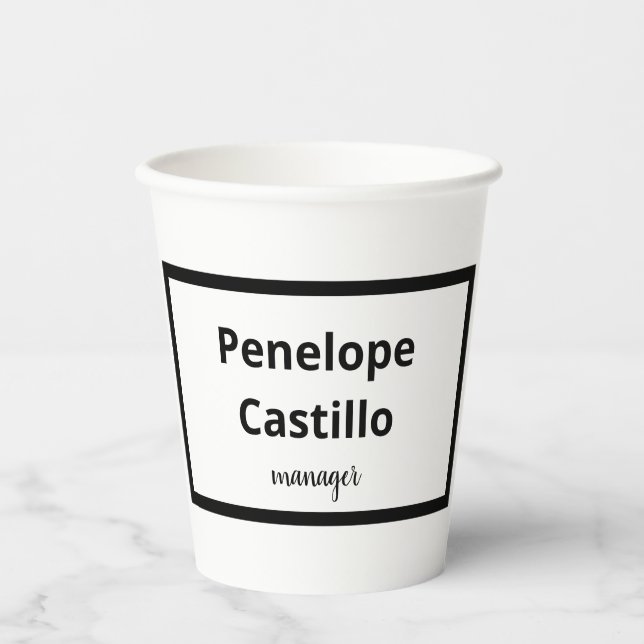 Gobelets En Papier Professionnel Moderne Simple Design Noir & Blanc (Recto)