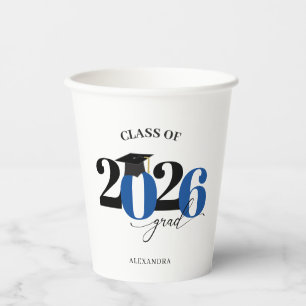 Gobelets En Papier Promotion 2026 Typographie Moderne Bleu Remise des