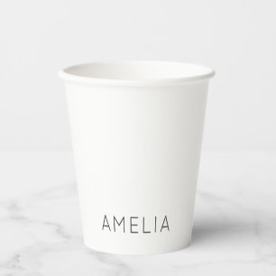 Gobelets En Papier Propre Nom Moderne Minimaliste Professionnel Plain